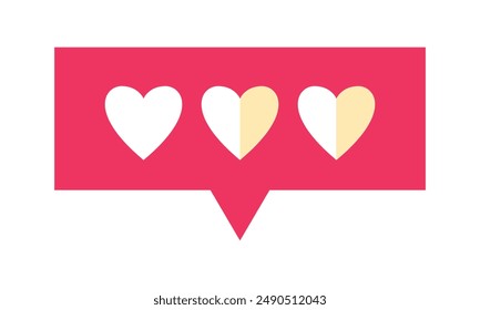 Herz in Sprechblase Symbol Liebe Symbol Herz in roter SMS Benachrichtigung Liebesbrief.