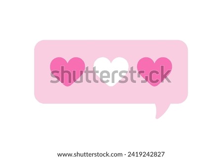 Hearts in speach bubble icon. Love symbol. Hearts in pink sms notification. Love letter. Happy Valentine's day. Greeting card design for web, email, social media, mobile app, banner
