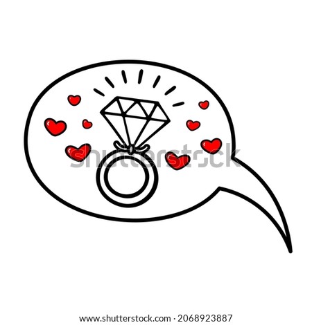 Hearts in speech bubbles. Will you marry me. Talk about love. Proposal ring vector illustration. Design for web, social media, prints, cards and banner. Valentine's day theme poster. 