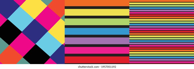 Hearts, Star, Stripe And Dots Vector Patterns Bright Colorful Pattern.Striped 
Vector Print.Lovely Nursery Art For Card, Invitation, Wall Art, Baby Girl Party.