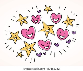 hearts and stars