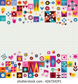 hearts, stars and flowers abstract art background design elements