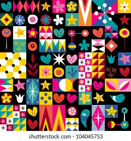 hearts, stars and flowers pattern