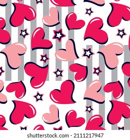 Corazones con diseño decorativo de patrones de estrellas