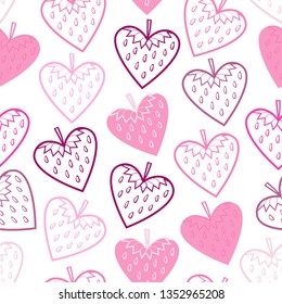 Hearts and strawberries.vector illustration