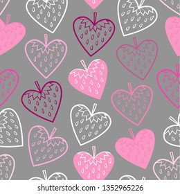 Hearts and strawberries.vector illustration