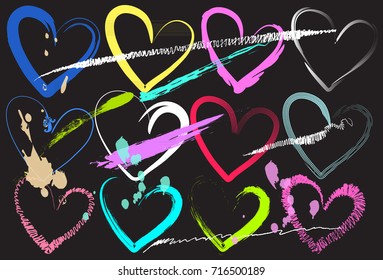 hearts style brush colorful art