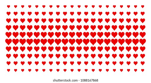 Hearts suit icon halftone pattern, designed for backgrounds, covers, templates and abstract effects. Vector hearts suit objects arranged into halftone grid.