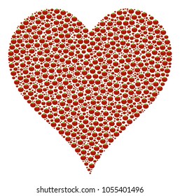 Hearts Suit mosaic of tomato vegetables. Vector tomato vegetable elements are organized into hearts suit illustration. Natural vector design concept.