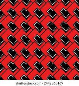 Hearts superimposed on each other seamless geometric pattern. Until Valentine's Day, wedding, paper, gift wrapping, textiles, web. Red and black with white