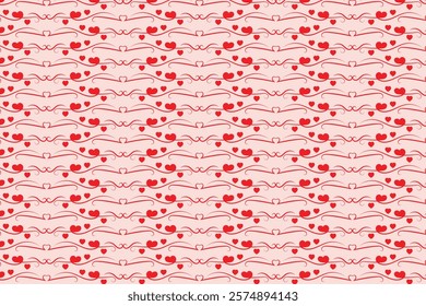 Hearts Swirling seamless pattern, red heart scroll repeating wrapping paper, valentines Day Elegant seamless background, abstract curly love swirls texture
