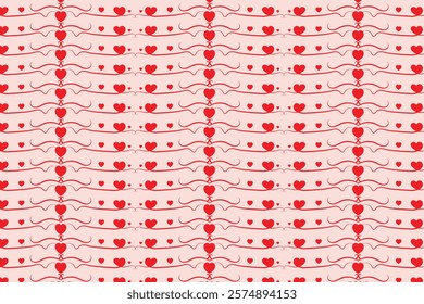 Hearts Swirling seamless pattern, red heart scroll repeating wrapping paper, valentines Day Elegant seamless background, abstract curly love swirls texture
