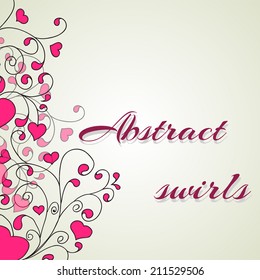 Hearts and swirls on a light background 