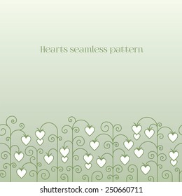 Hearts and swirls seamless pattern.