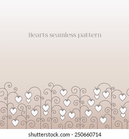 Hearts and swirls seamless pattern.