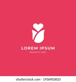 Hearts symbol with flower simple clean logo design vector illustration