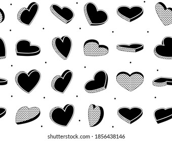 Hearts symbol seamless pattern. Geometric seamless pattern can be used for textiles. Vintage heart design template.