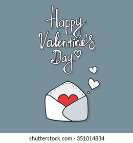 Hearts take off from  inside open envelope, concept love, Valentine Day. Vector