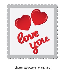 Hearts with the text "love you"
