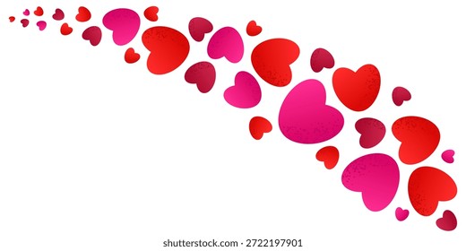 Corazones en estilo texturizado, ondas, divisor, cabeceras, invitaciones, perfecto para el día de San Valentín, aislado sobre fondo blanco. Decoración romántica para tarjetas de felicitación, carteles y diseños de boda.
