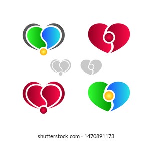 Hearts together apart, love symbiosis