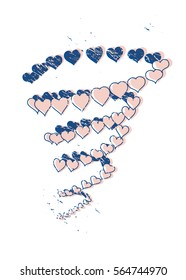 Hearts tornado with graphic texture and print effect