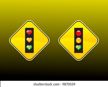 hearts traffic lights vector illustration abstract background