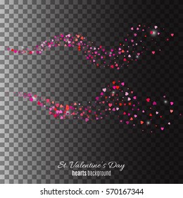 Hearts trail elements. Shiny design elements. Stock vector.