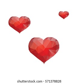 Hearts from triangles. Low poly isolated. Happy valentines day