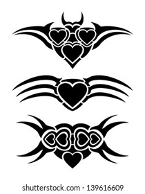 Hearts Tribal Tattoo Set Stock Vector (Royalty Free) 139616609 ...