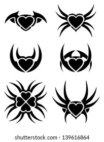 Hearts tribal tattoo set
