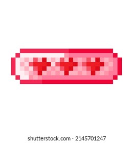 Hearts UI pixel art. Vector illustration. Valentine's Day.