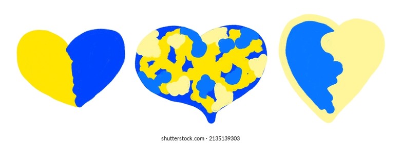 Hearts in Ukrainian national colours vector collection