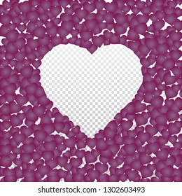 Hearts valentine background on transparent vector. Heart shapes Women's Day pattern with space for text or image