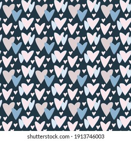 Hearts Valentine pattern blue background