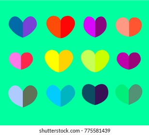 Hearts Valentine Set Vector