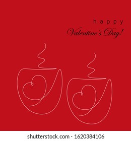 Hearts valentine's day background cup of coffee vector illustration