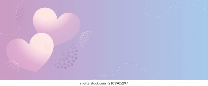 hearts valentines day banner in soft colors