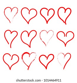Hearts, for Valentine's day. Hand drawn. Flat dessign. Vector.
