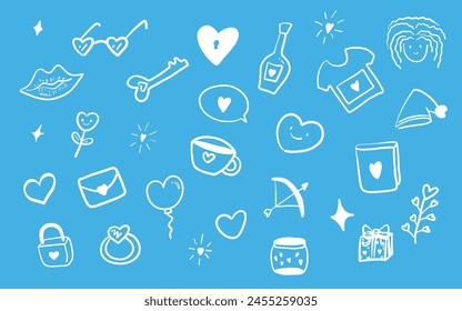 Hearts for Valentine's Day with a minimal blue tone.