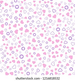 Hearts for Valentine's Day. Romantic feeling and love. Seamless vector EPS 10. Abstract geometric pattern. Multicolor Figures. Texture for print and Banner. Flat style
