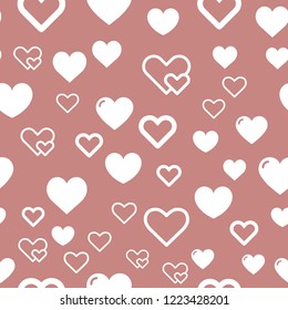 Hearts for Valentine's Day. Romantic feeling and love. Seamless vector EPS 10. Abstract geometric pattern. Multicolor Figures. Texture for print and Banner. Flat style