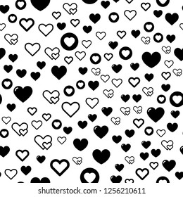 Hearts for Valentine's Day. Romantic feeling and love. Seamless vector EPS 10. Abstract geometric pattern. Multicolor Figures. Texture for print and Banner. Flat style