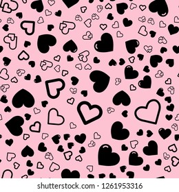 Hearts for Valentine's Day. Romantic feeling and love. Seamless vector EPS 10. Abstract geometric pattern. Multicolor Figures. Texture for print and Banner. Flat style