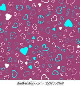 Hearts for Valentine's Day. Romantic feeling and love. Seamless vector EPS 10. Abstract geometric pattern. Multicolor Figures. Texture for print and Banner. Flat style