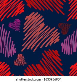 
Hearts, for Valentine's Day. Seamless vector pattern.