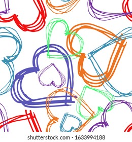 
Hearts, for Valentine's Day. Seamless vector pattern.