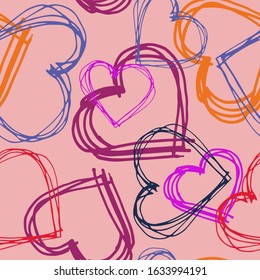 
Hearts, for Valentine's Day. Seamless vector pattern.