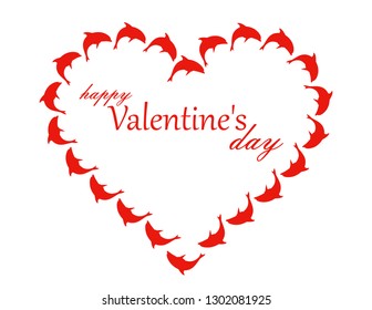 Hearts Valentines dolphins