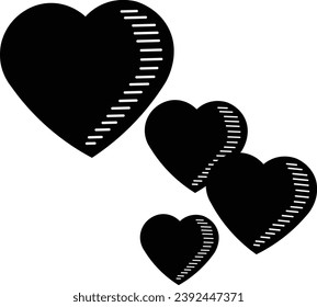 Hearts various sizes minimalist, arrangement of hearts.